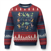 Dinosaur Autism Awareness Ugly Christmas Sweater It Is Okay to Be Different Dino Lover