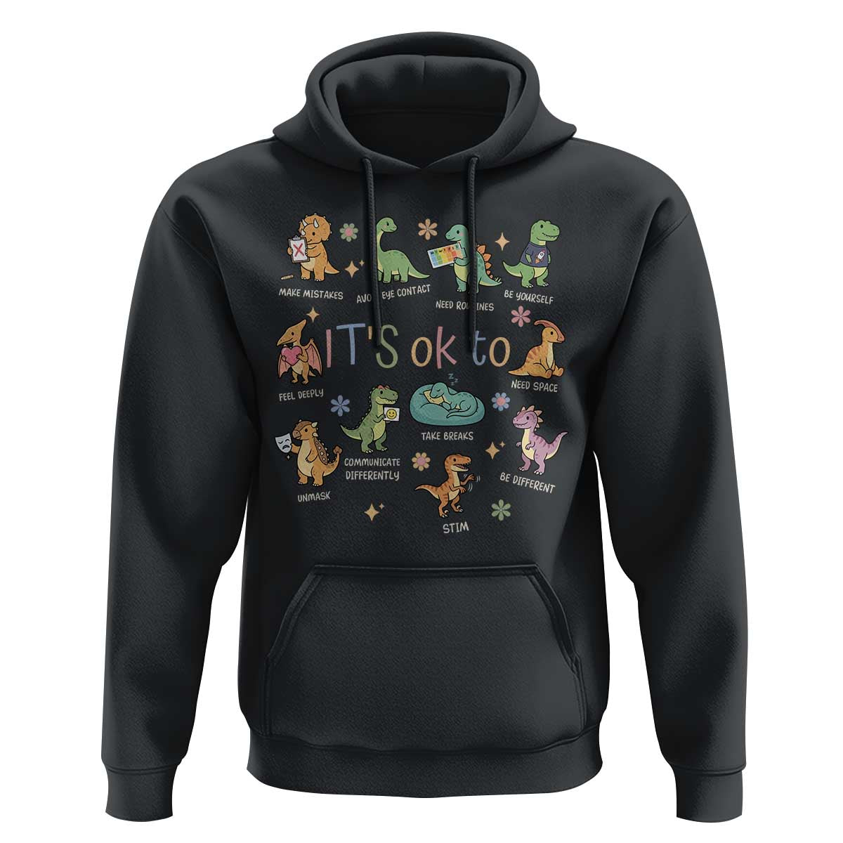 Dinosaur Autism Awareness Hoodie It Is Okay to Be Different Dino Lover