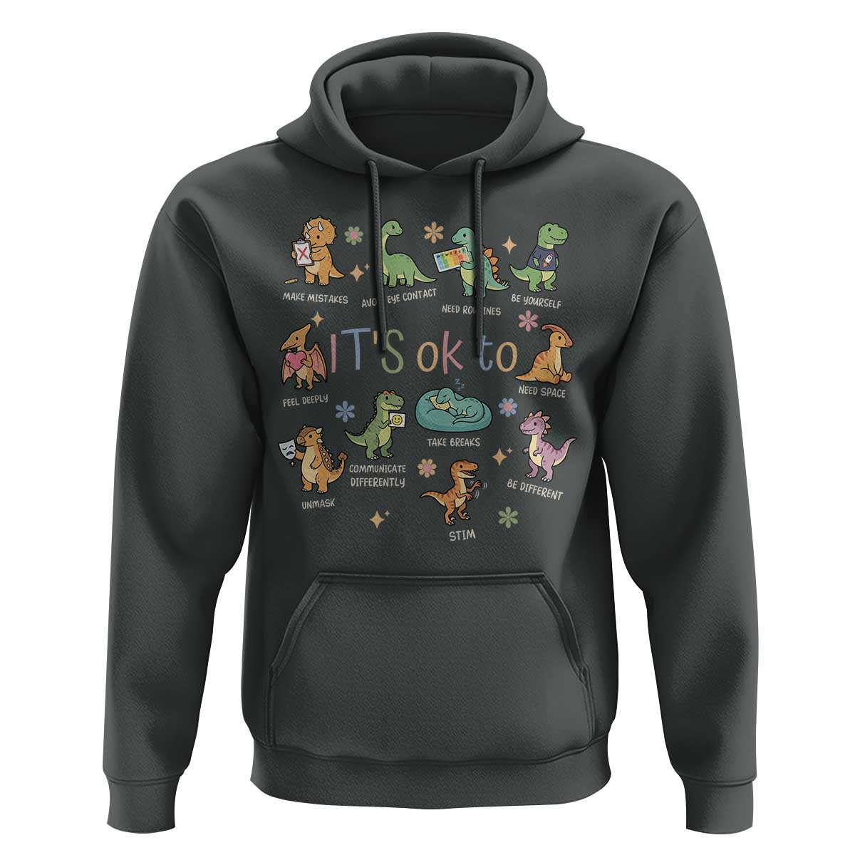 Dinosaur Autism Awareness Hoodie It Is Okay to Be Different Dino Lover