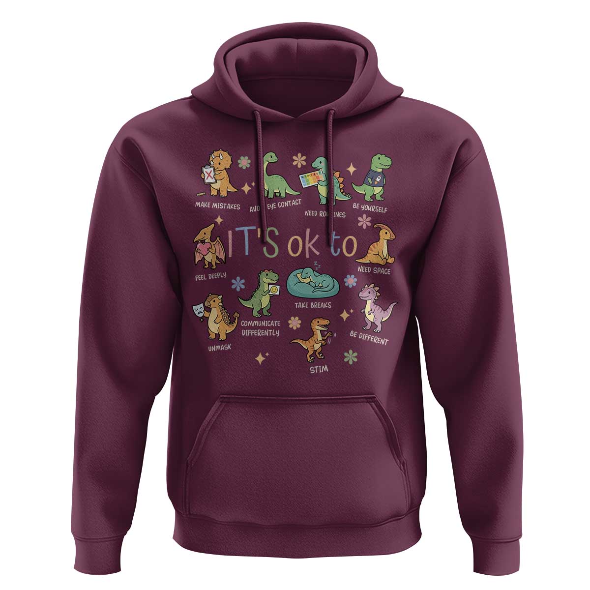Dinosaur Autism Awareness Hoodie It Is Okay to Be Different Dino Lover