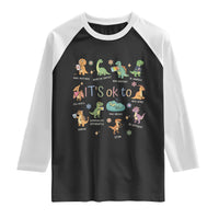 Dinosaur Autism Awareness Raglan Shirt It Is Okay to Be Different Dino Lover