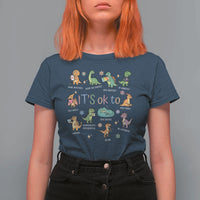 Dinosaur Autism Awareness T Shirt For Women It Is Okay to Be Different Dino Lover
