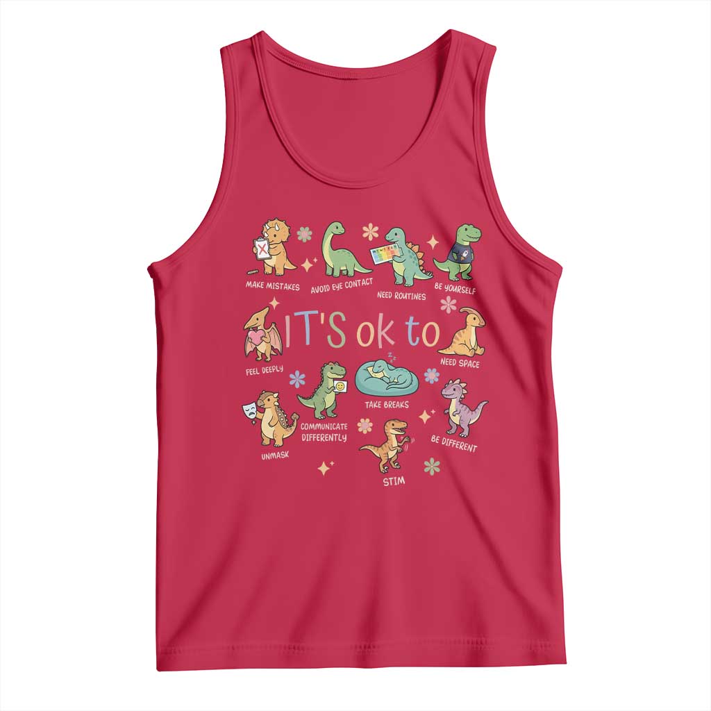 Dinosaur Autism Awareness Tank Top It Is Okay to Be Different Dino Lover