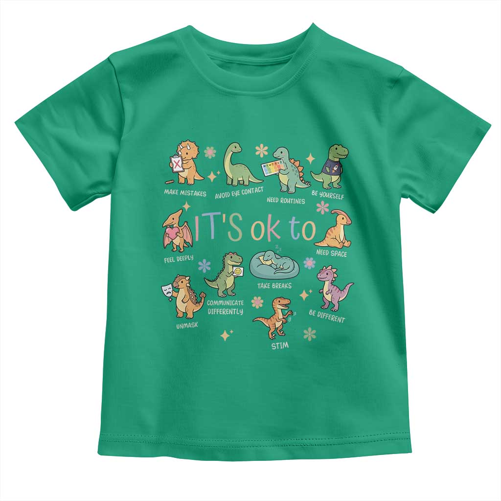 Dinosaur Autism Awareness Toddler T Shirt It Is Okay to Be Different Dino Lover