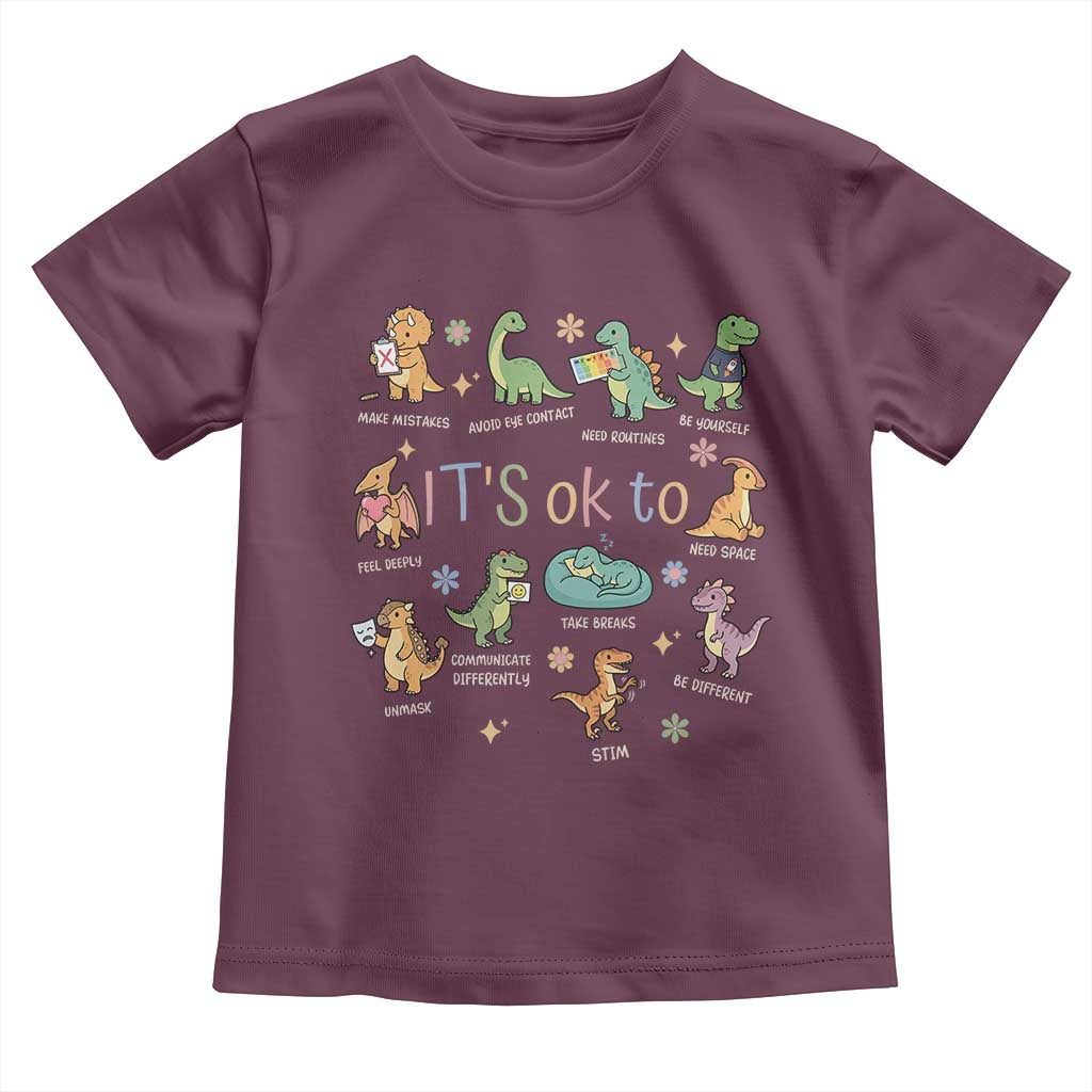 Dinosaur Autism Awareness Toddler T Shirt It Is Okay to Be Different Dino Lover