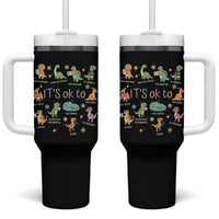 Dinosaur Autism Awareness Tumbler With Handle It Is Okay to Be Different Dino Lover