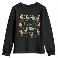 Dinosaur Autism Awareness Youth Sweatshirt It Is Okay to Be Different Dino Lover