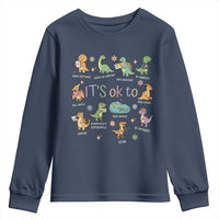 Dinosaur Autism Awareness Youth Sweatshirt It Is Okay to Be Different Dino Lover