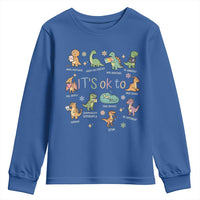 Dinosaur Autism Awareness Youth Sweatshirt It Is Okay to Be Different Dino Lover