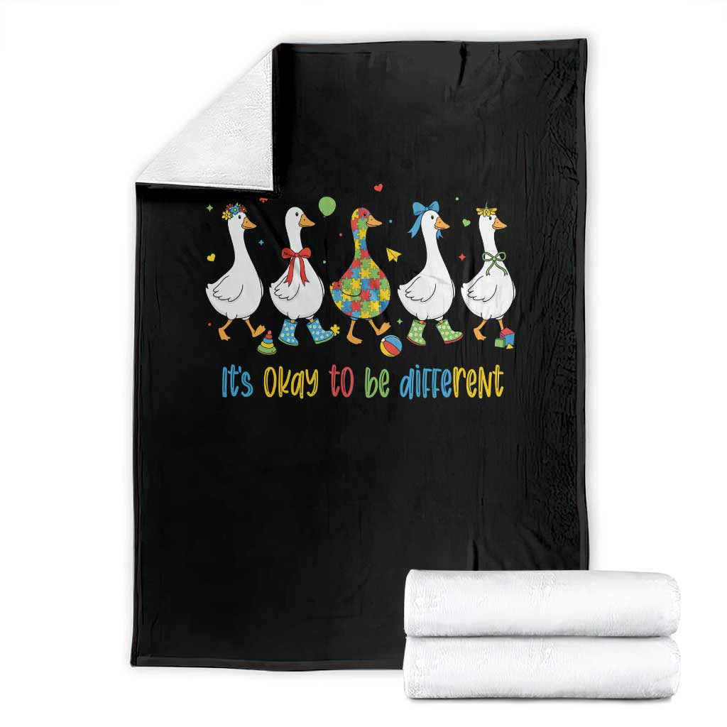 Funny Autistic Goose Throw Blanket It Is Okay To Be Different Autism Awareness
