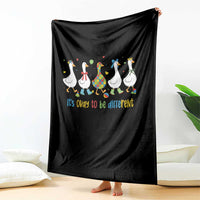 Funny Autistic Goose Throw Blanket It Is Okay To Be Different Autism Awareness