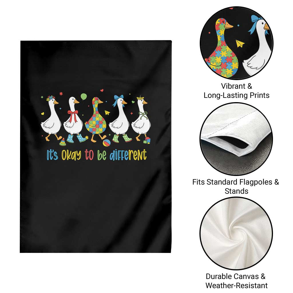 Funny Autistic Goose Garden Flag It Is Okay To Be Different Autism Awareness