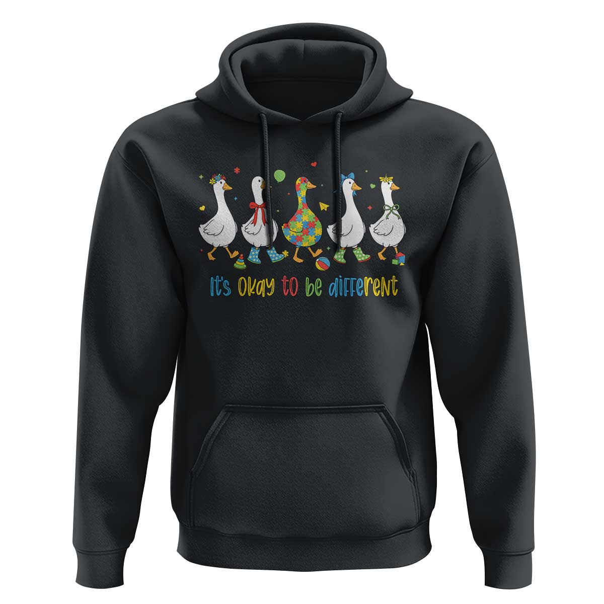 Funny Autistic Goose Hoodie It Is Okay To Be Different Autism Awareness