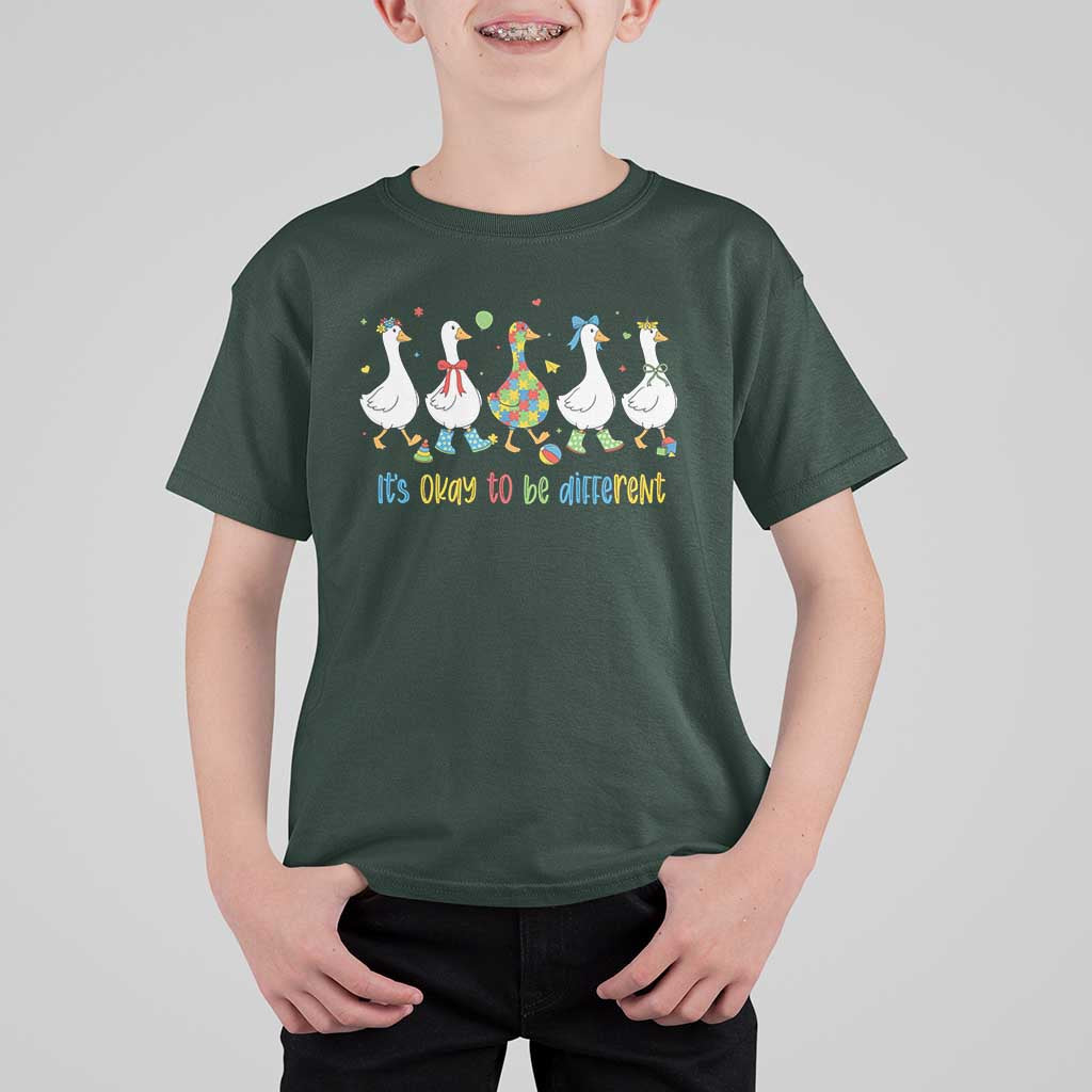Funny Autistic Goose T Shirt For Kid It Is Okay To Be Different Autism Awareness