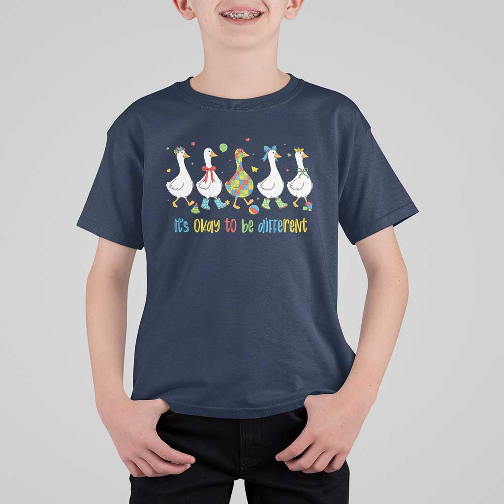 Funny Autistic Goose T Shirt For Kid It Is Okay To Be Different Autism Awareness