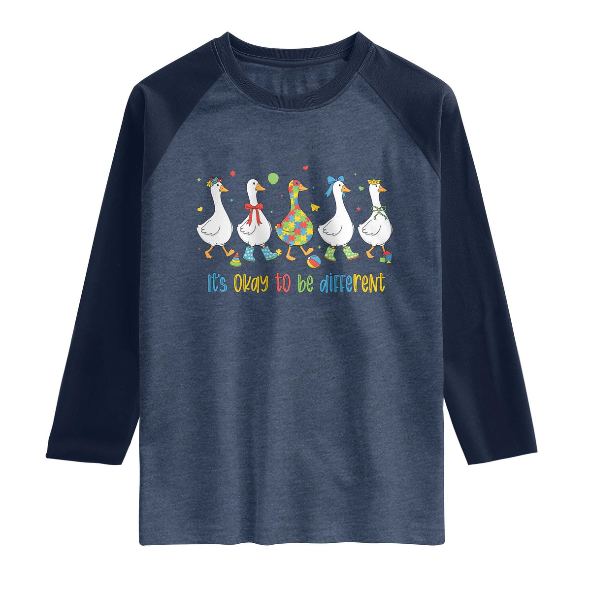 Funny Autistic Goose Raglan Shirt It Is Okay To Be Different Autism Awareness