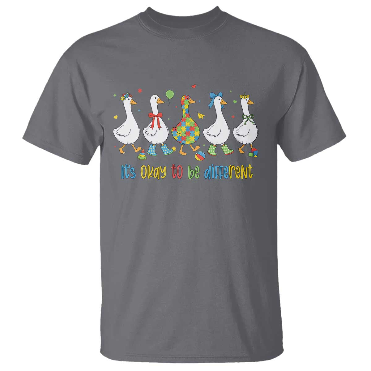 Funny Autistic Goose T Shirt It Is Okay To Be Different Autism Awareness