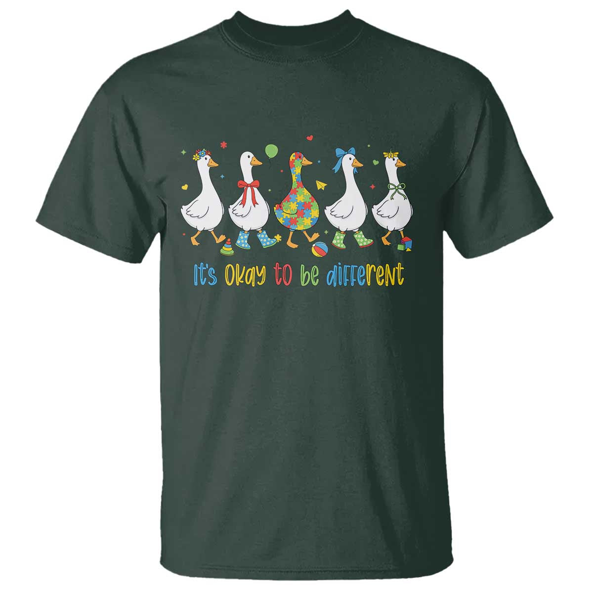 Funny Autistic Goose T Shirt It Is Okay To Be Different Autism Awareness