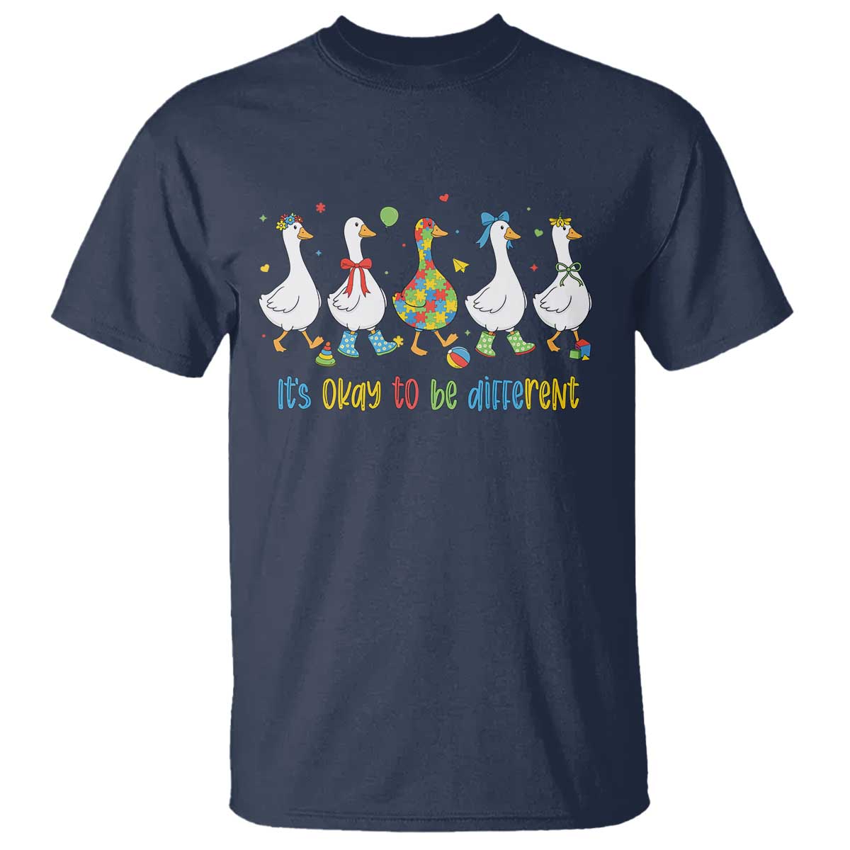 Funny Autistic Goose T Shirt It Is Okay To Be Different Autism Awareness
