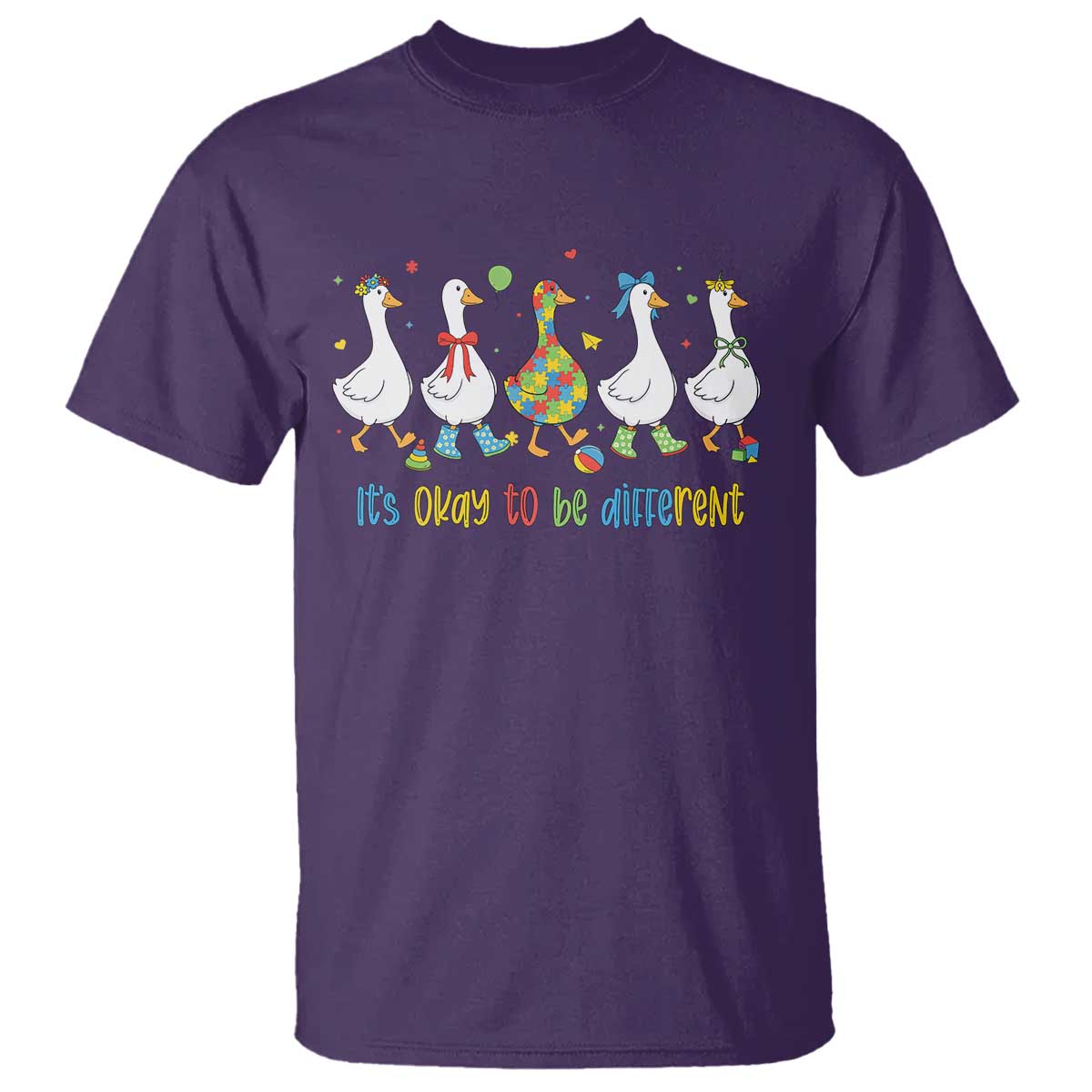 Funny Autistic Goose T Shirt It Is Okay To Be Different Autism Awareness