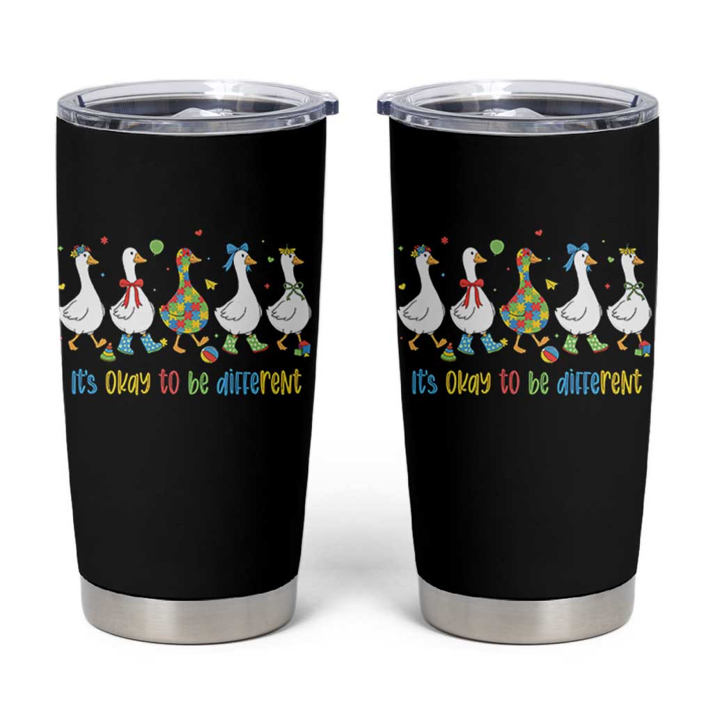 Funny Autistic Goose Tumbler Cup It Is Okay To Be Different Autism Awareness