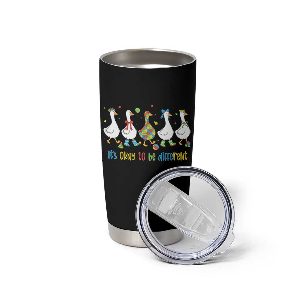 Funny Autistic Goose Tumbler Cup It Is Okay To Be Different Autism Awareness