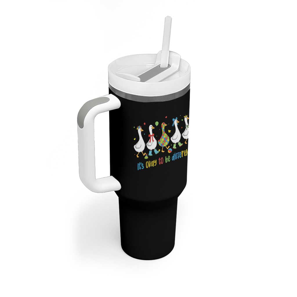 Funny Autistic Goose Tumbler With Handle It Is Okay To Be Different Autism Awareness