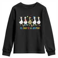 Funny Autistic Goose Youth Sweatshirt It Is Okay To Be Different Autism Awareness