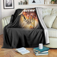 Autism Skeleton Funny Meme Throw Blanket Fire Burning Flames