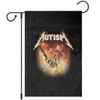 Autism Skeleton Funny Meme Garden Flag Fire Burning Flames