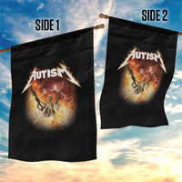 Autism Skeleton Funny Meme Garden Flag Fire Burning Flames