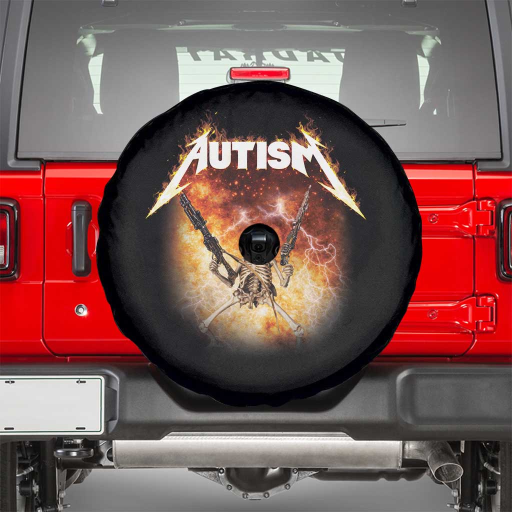 Autism Skeleton Funny Meme Spare Tire Cover Fire Burning Flames