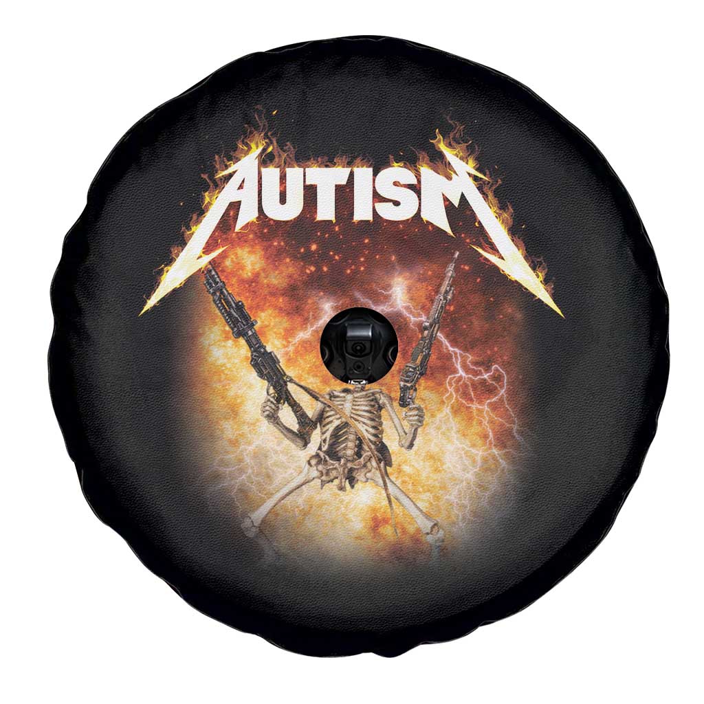 Autism Skeleton Funny Meme Spare Tire Cover Fire Burning Flames