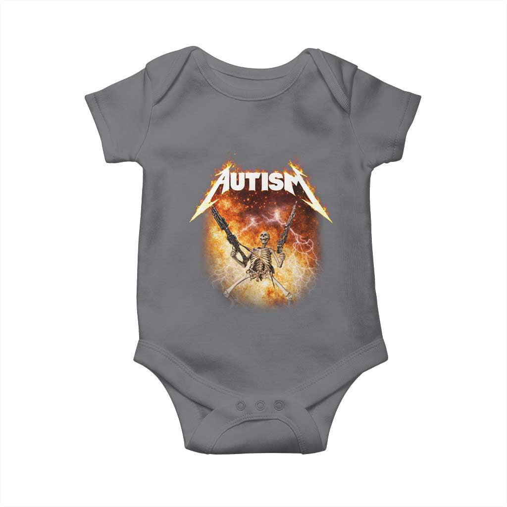Autism Skeleton Funny Meme Baby Onesie Fire Burning Flames