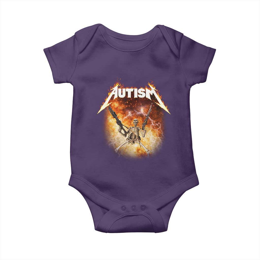 Autism Skeleton Funny Meme Baby Onesie Fire Burning Flames