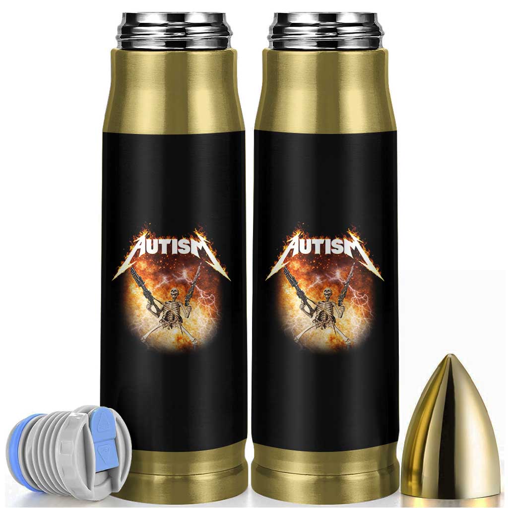 Autism Skeleton Funny Meme Bullet Tumbler Fire Burning Flames