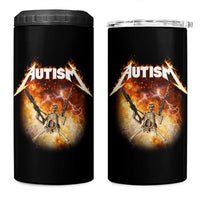 Autism Skeleton Funny Meme 4 in 1 Can Cooler Tumbler Fire Burning Flames