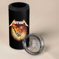 Autism Skeleton Funny Meme 4 in 1 Can Cooler Tumbler Fire Burning Flames