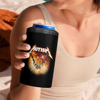 Autism Skeleton Funny Meme 4 in 1 Can Cooler Tumbler Fire Burning Flames