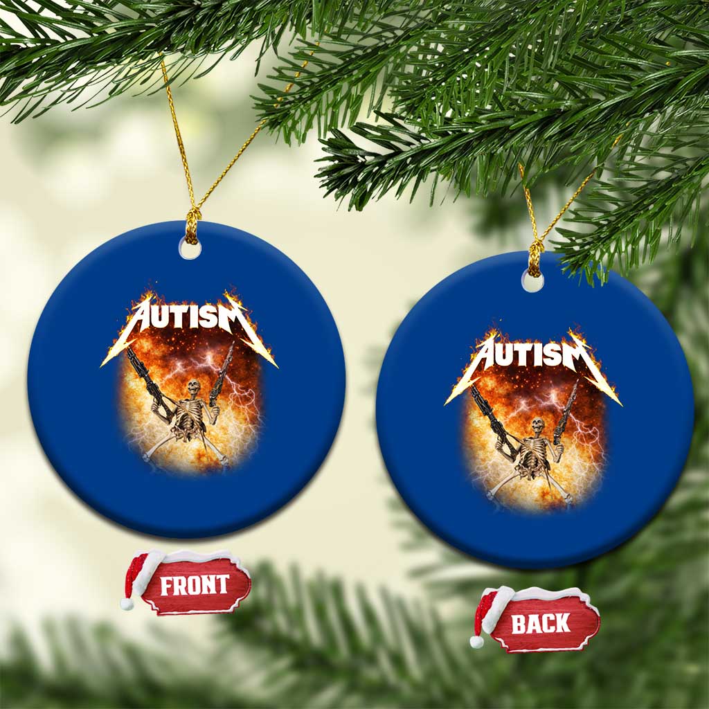 Autism Skeleton Funny Meme Ceramic Ornament Fire Burning Flames