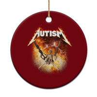 Autism Skeleton Funny Meme Ceramic Ornament Fire Burning Flames