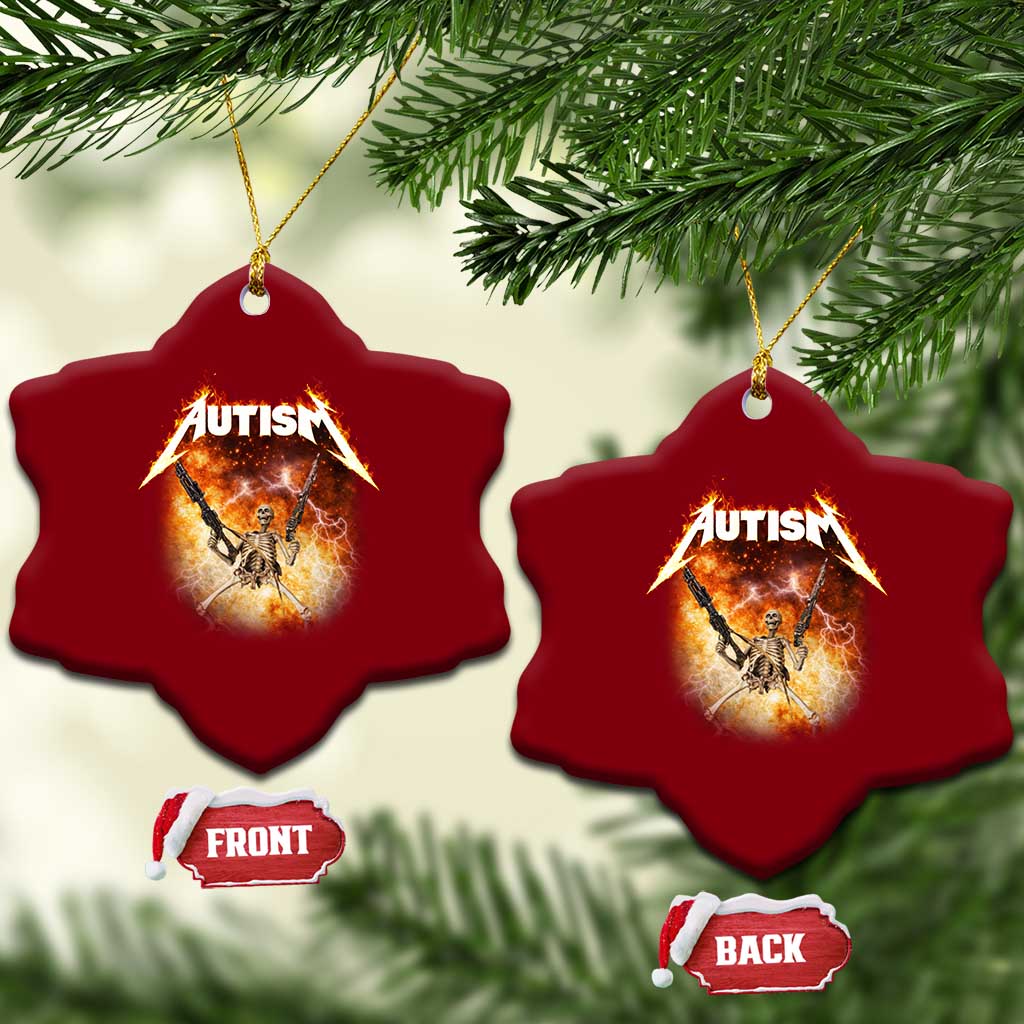Autism Skeleton Funny Meme Ceramic Ornament Fire Burning Flames