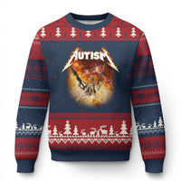 Autism Skeleton Funny Meme Ugly Christmas Sweater Fire Burning Flames