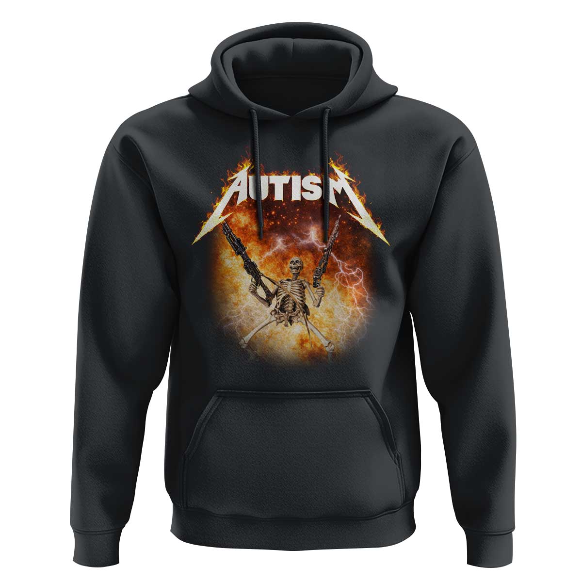 Autism Skeleton Funny Meme Hoodie Fire Burning Flames