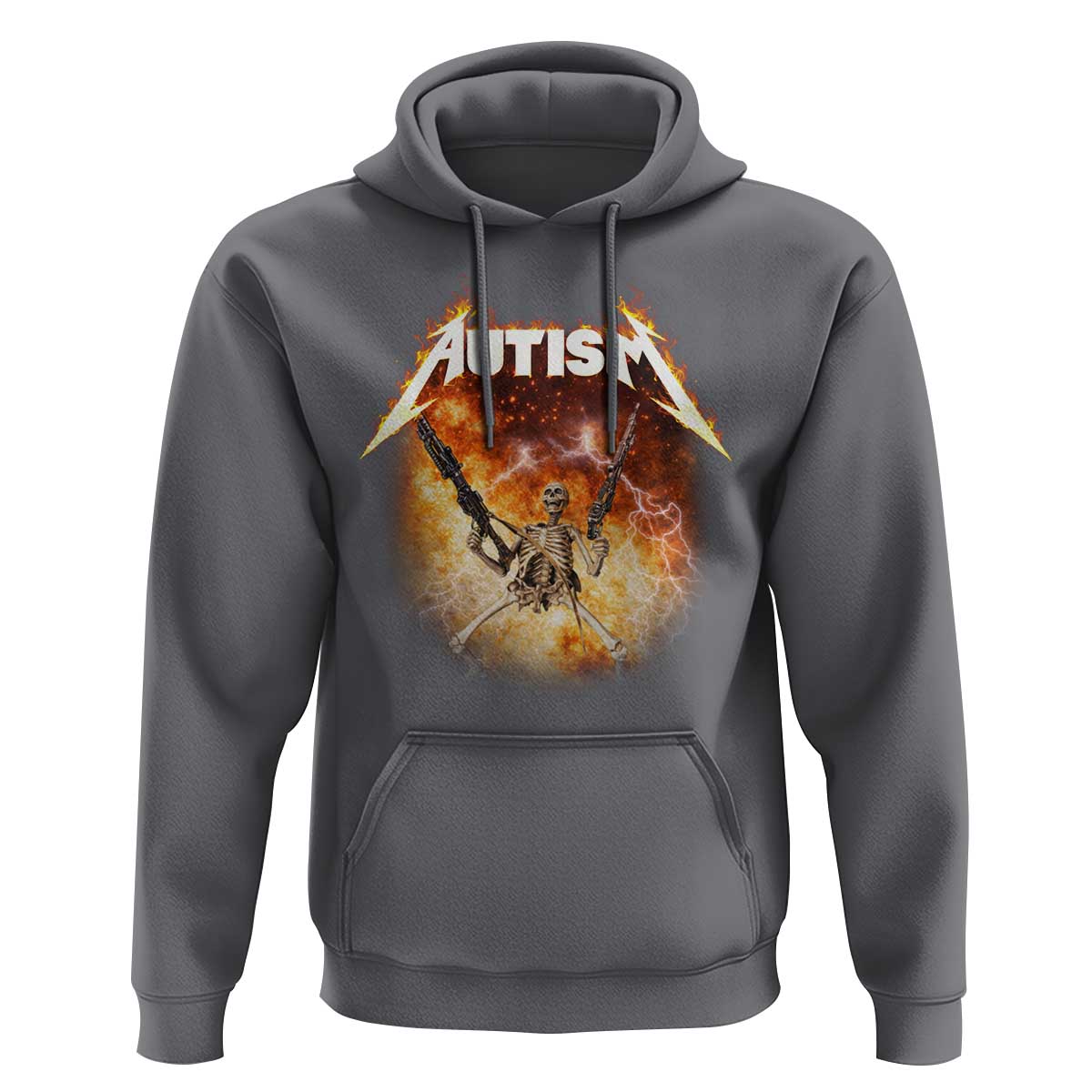 Autism Skeleton Funny Meme Hoodie Fire Burning Flames