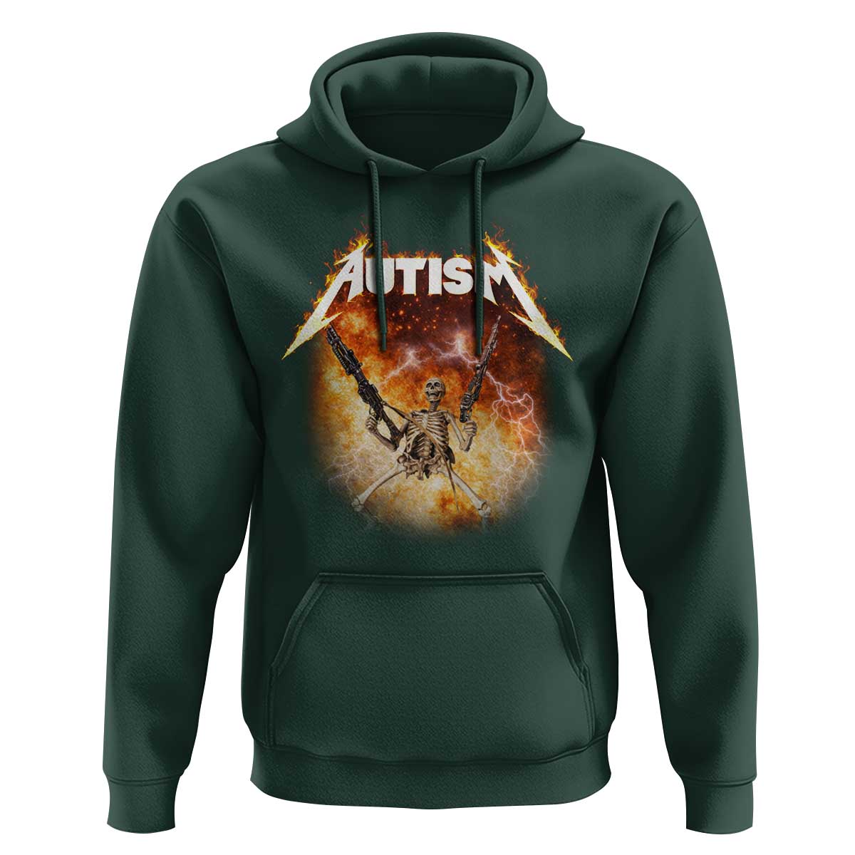 Autism Skeleton Funny Meme Hoodie Fire Burning Flames