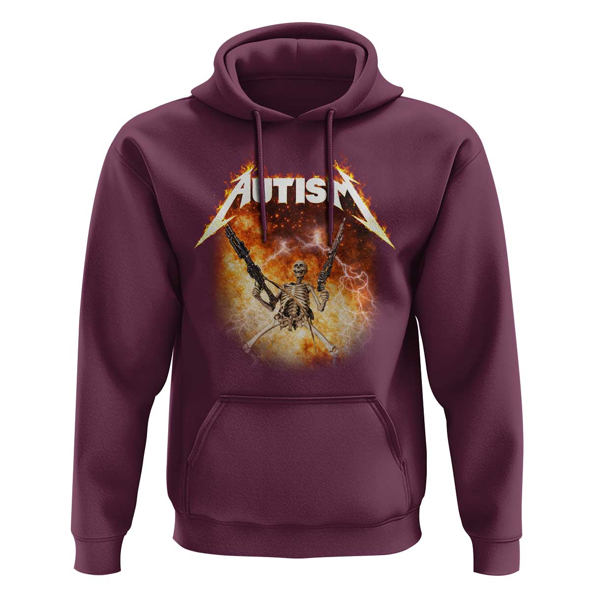 Autism Skeleton Funny Meme Hoodie Fire Burning Flames