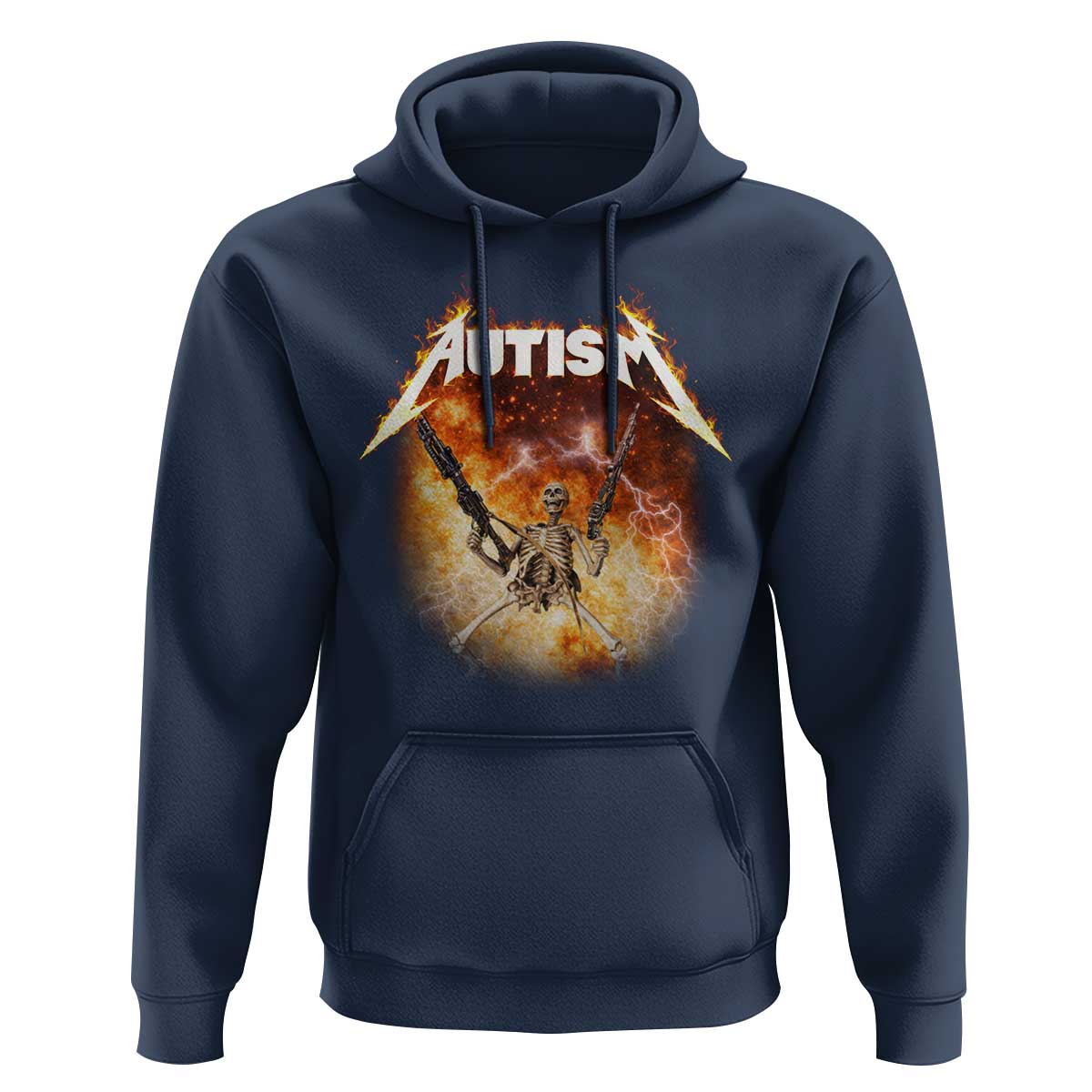 Autism Skeleton Funny Meme Hoodie Fire Burning Flames