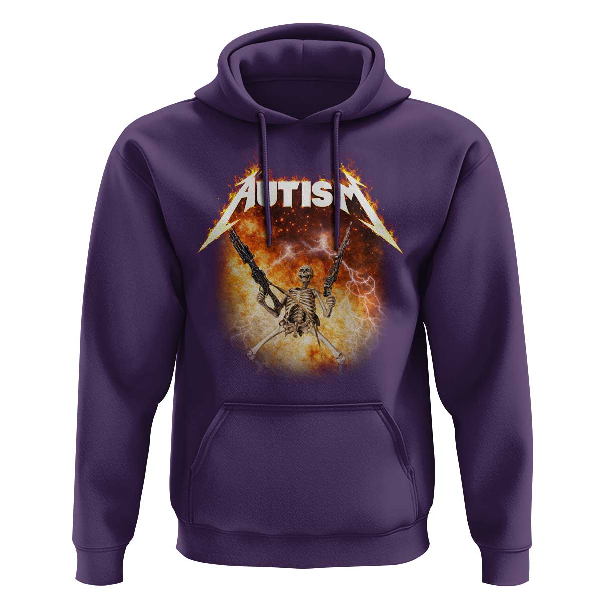 Autism Skeleton Funny Meme Hoodie Fire Burning Flames