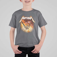 Autism Skeleton Funny Meme T Shirt For Kid Fire Burning Flames